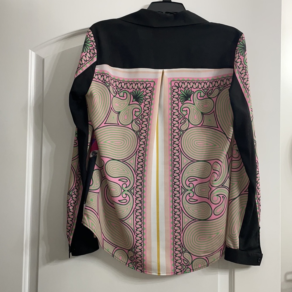 Clover Canyon Crepe Mixed Print Patterned Blouse - image 2